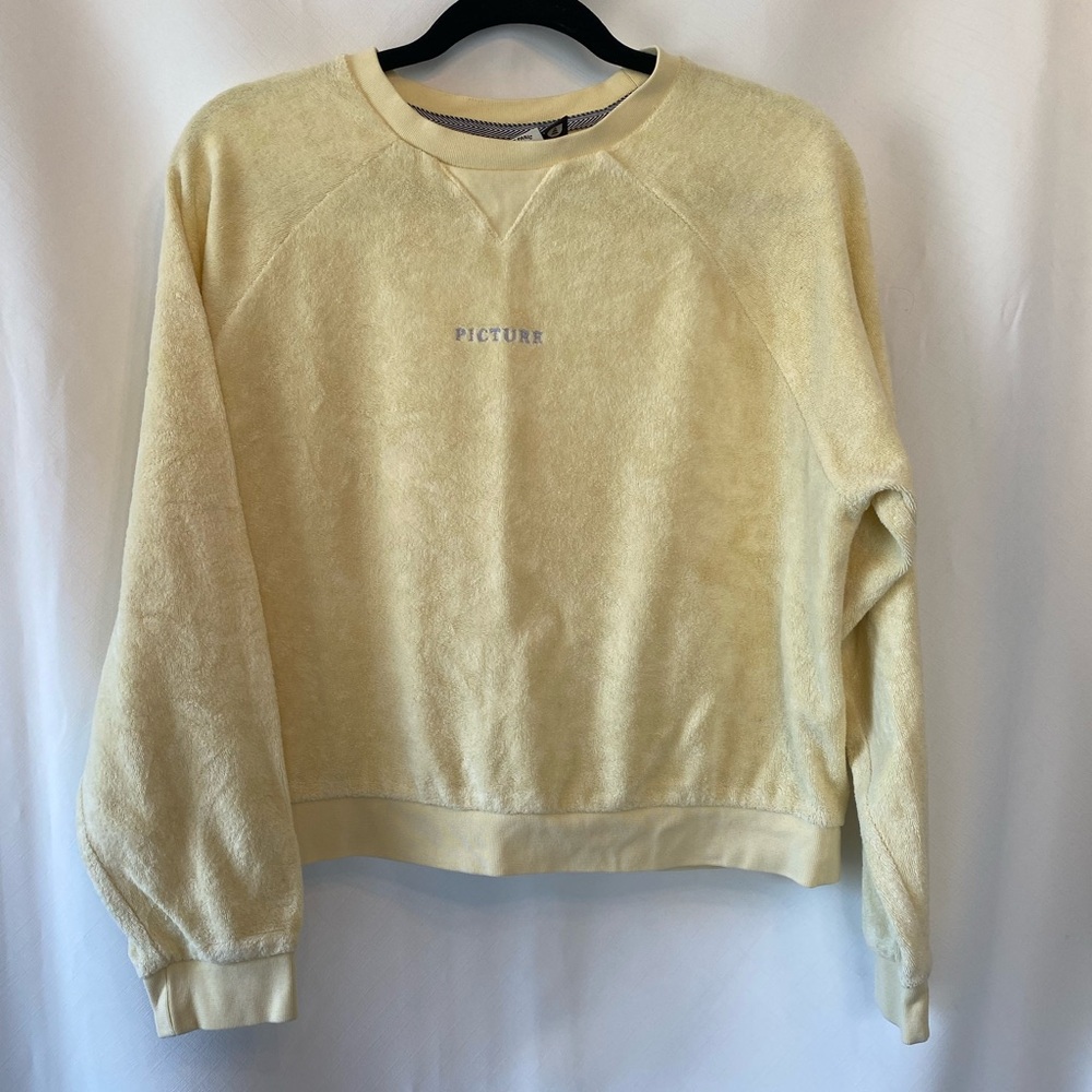 Picture Women's Butter Yellow Organic Cotton Terrycloth Crewneck Sweatshirt SM